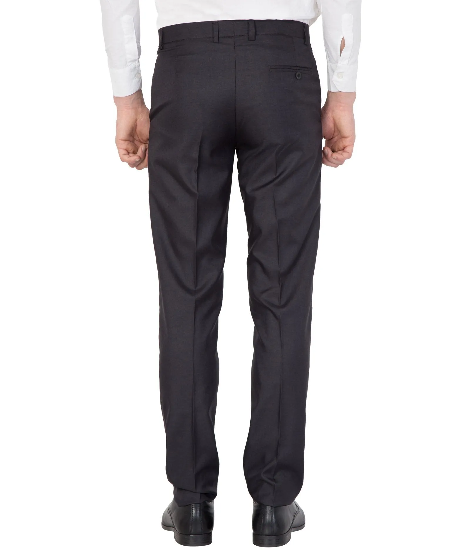 American-Elm Men Blue Rayon Plain Formal Trouser