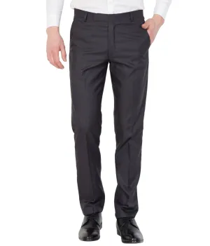 American-Elm Men Blue Rayon Plain Formal Trouser