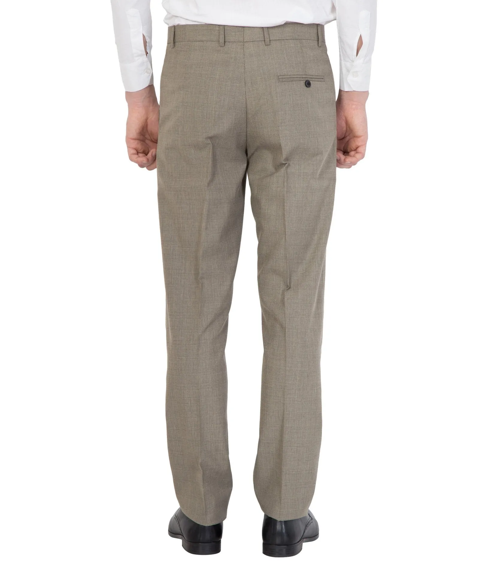 American-Elm Men Light Beige Cotton Slim Fit Formal Trouser
