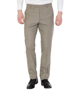 American-Elm Men Light Beige Cotton Slim Fit Formal Trouser