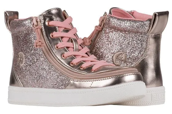 Billy Footwear Kid's Girls High Top Sneakers- Rose Gold