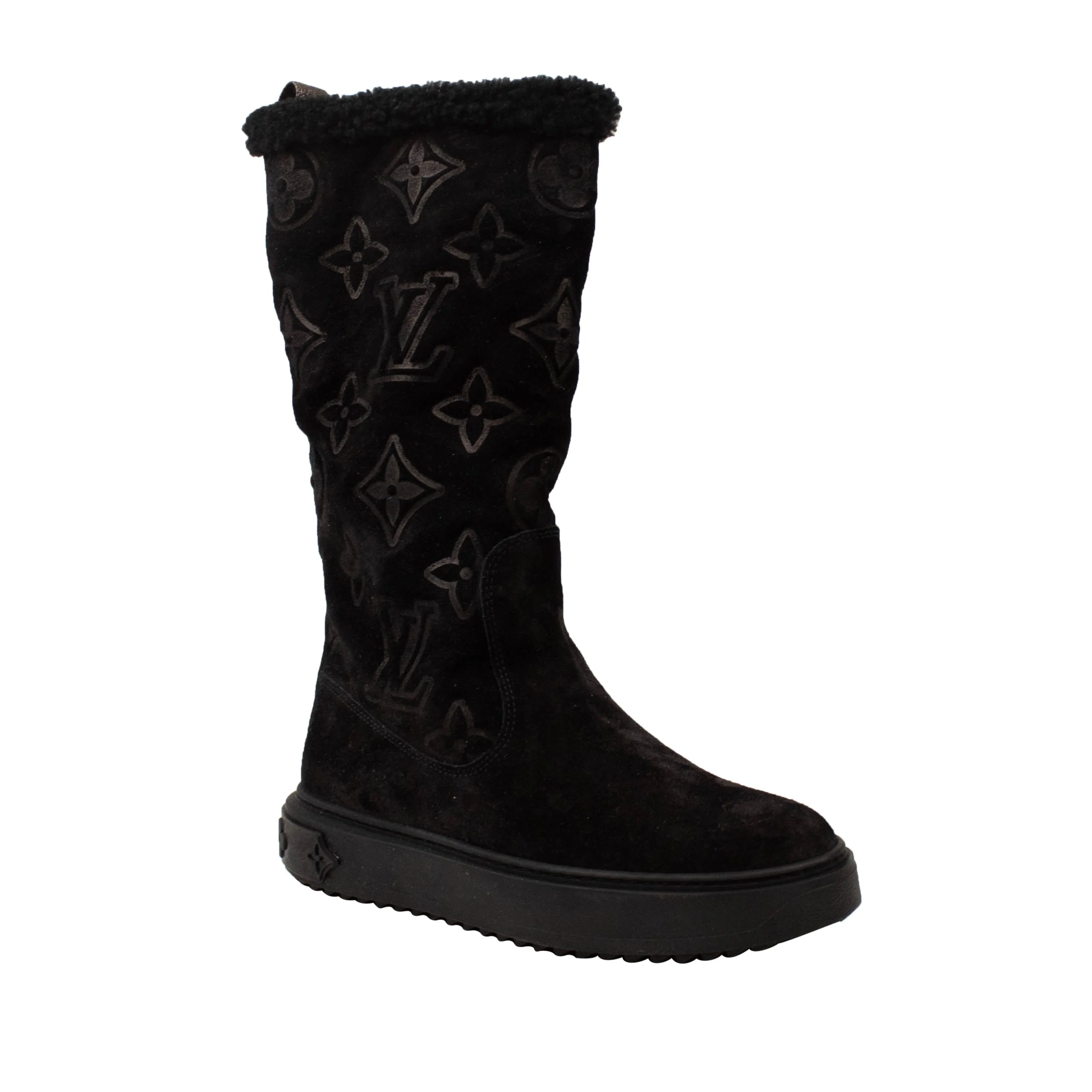 Black Suede Logo Boots