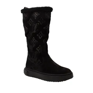 Black Suede Logo Boots