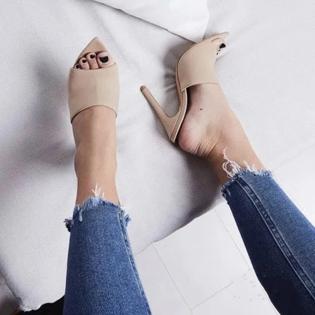 color pointed toes faux fur high heels super fluffy furry