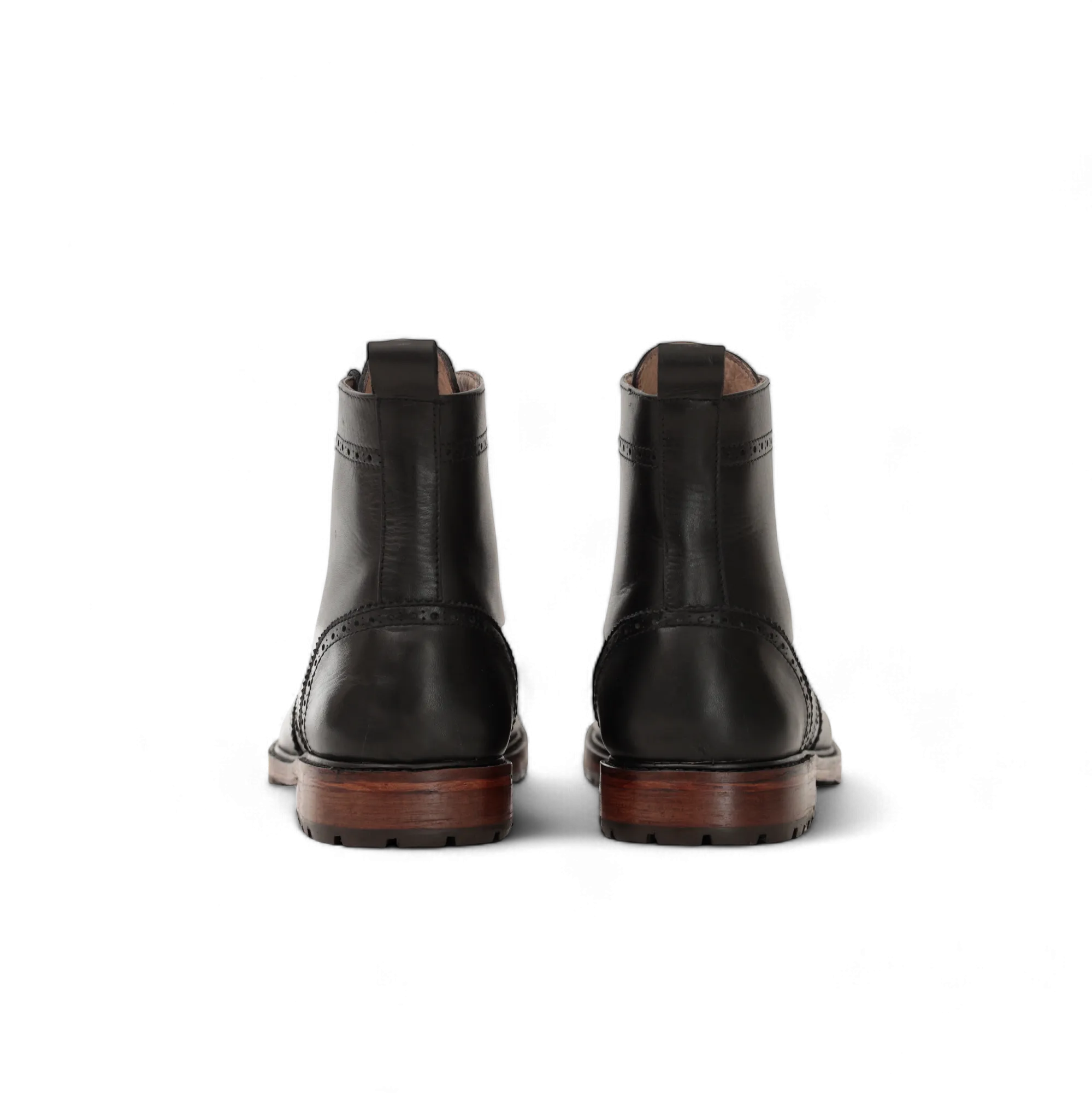 Combat Boots – Cuir lisse Noir brogue - Ayilmas