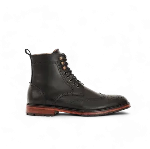 Combat Boots – Cuir lisse Noir brogue - Ayilmas