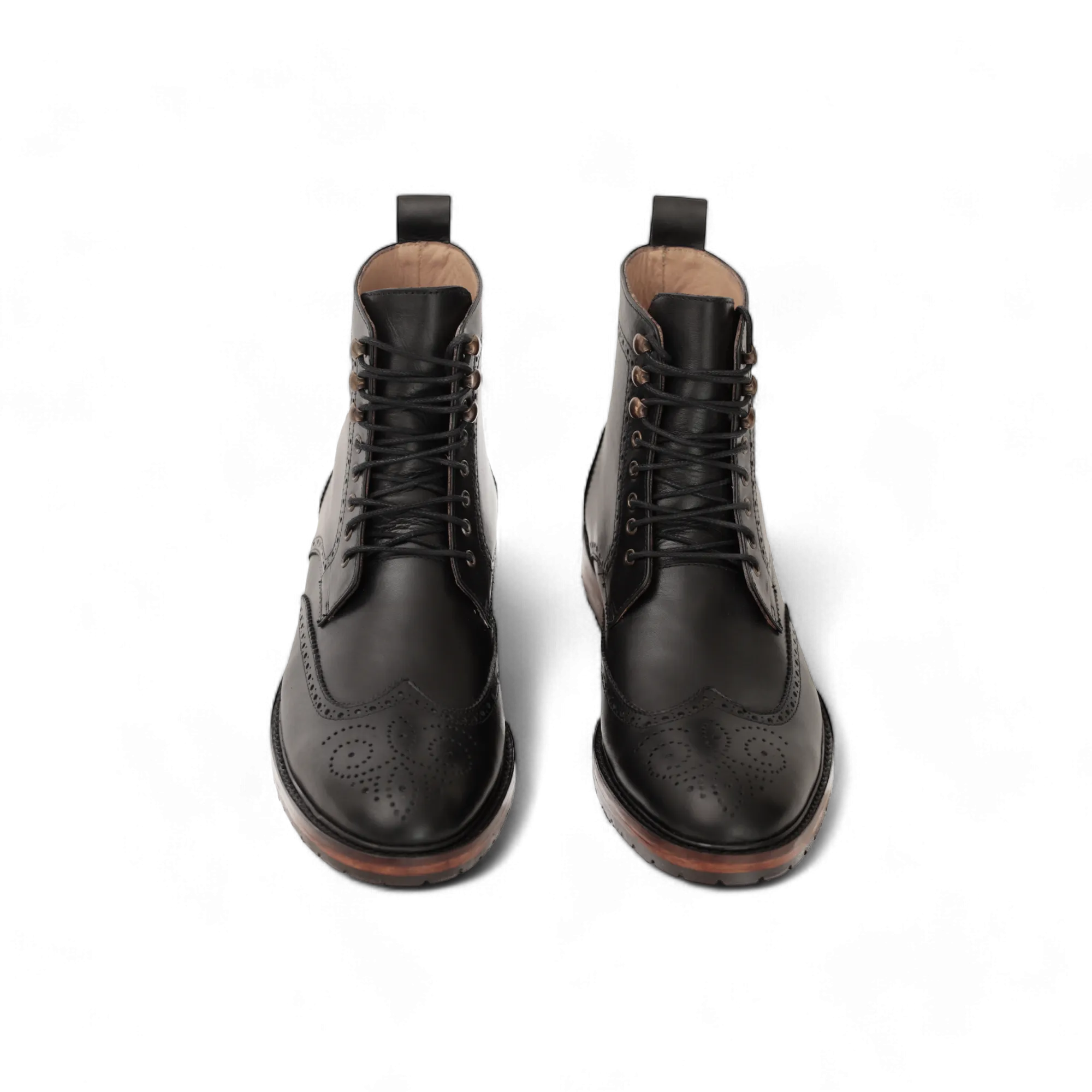 Combat Boots – Cuir lisse Noir brogue - Ayilmas
