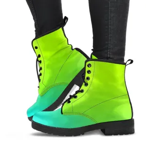 Combat Boots - Green Ombre | Boho Shoes, Handmade Lace Up Boots, Vegan Leather Lace Up Boots Women, 90s Boots, 2000s Boots, Hipster Boots