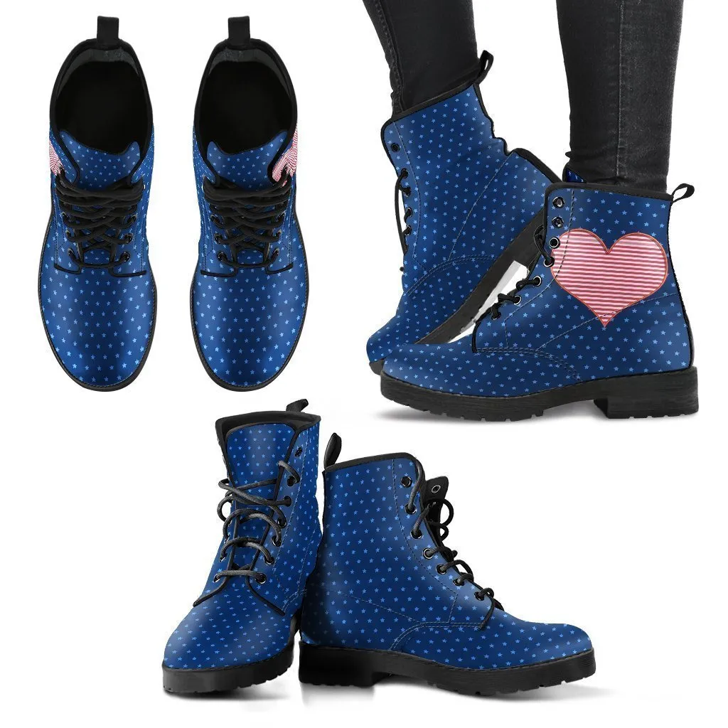 Combat Boots - Starry-eyed Heart |  Boho Shoes, Handmade Lace Up Boots, Vegan Leather Lace Up Boots Women, Custom Shoes, Custom Boots