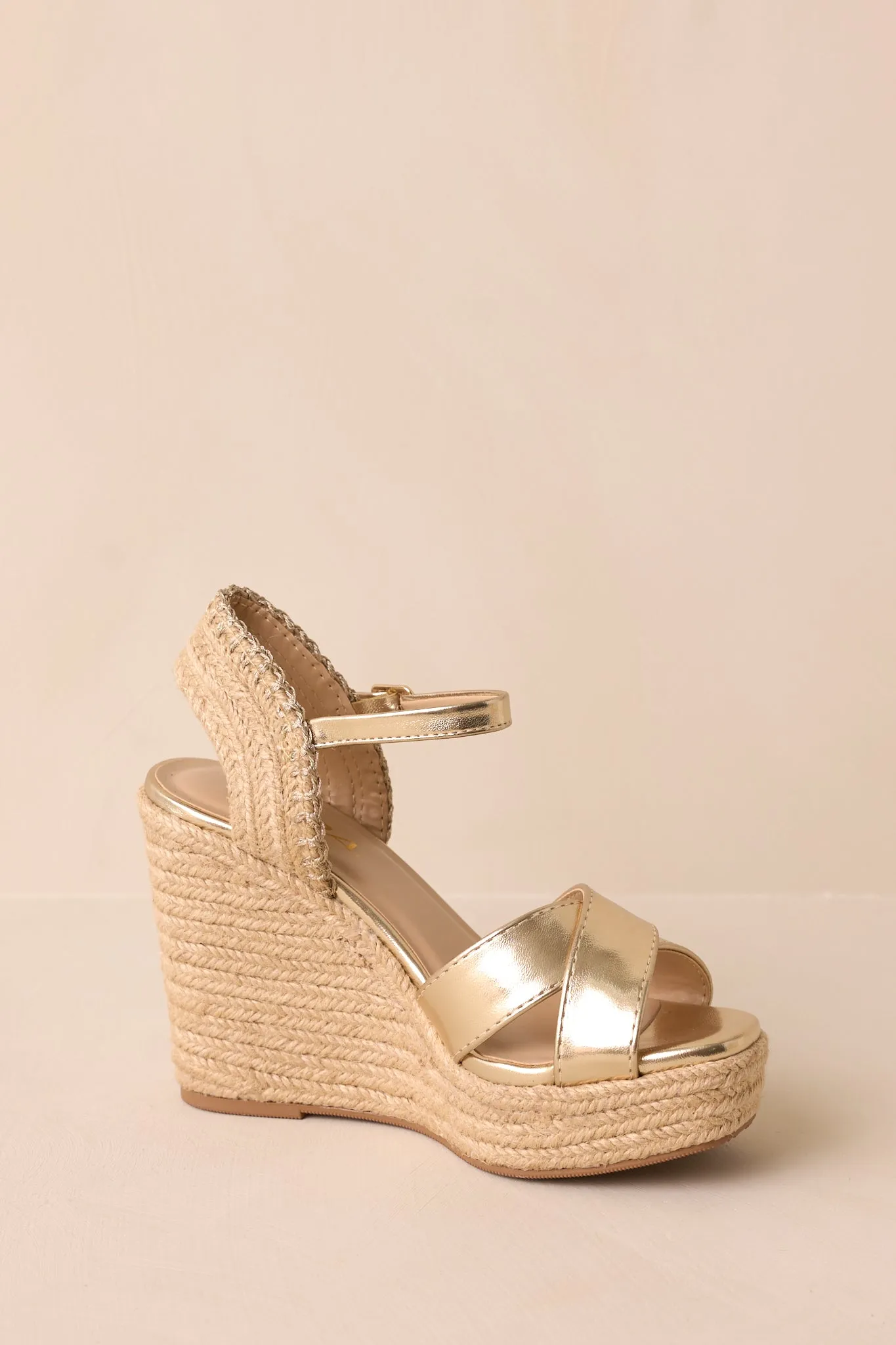Lovely Steps Gold Platform Wedges