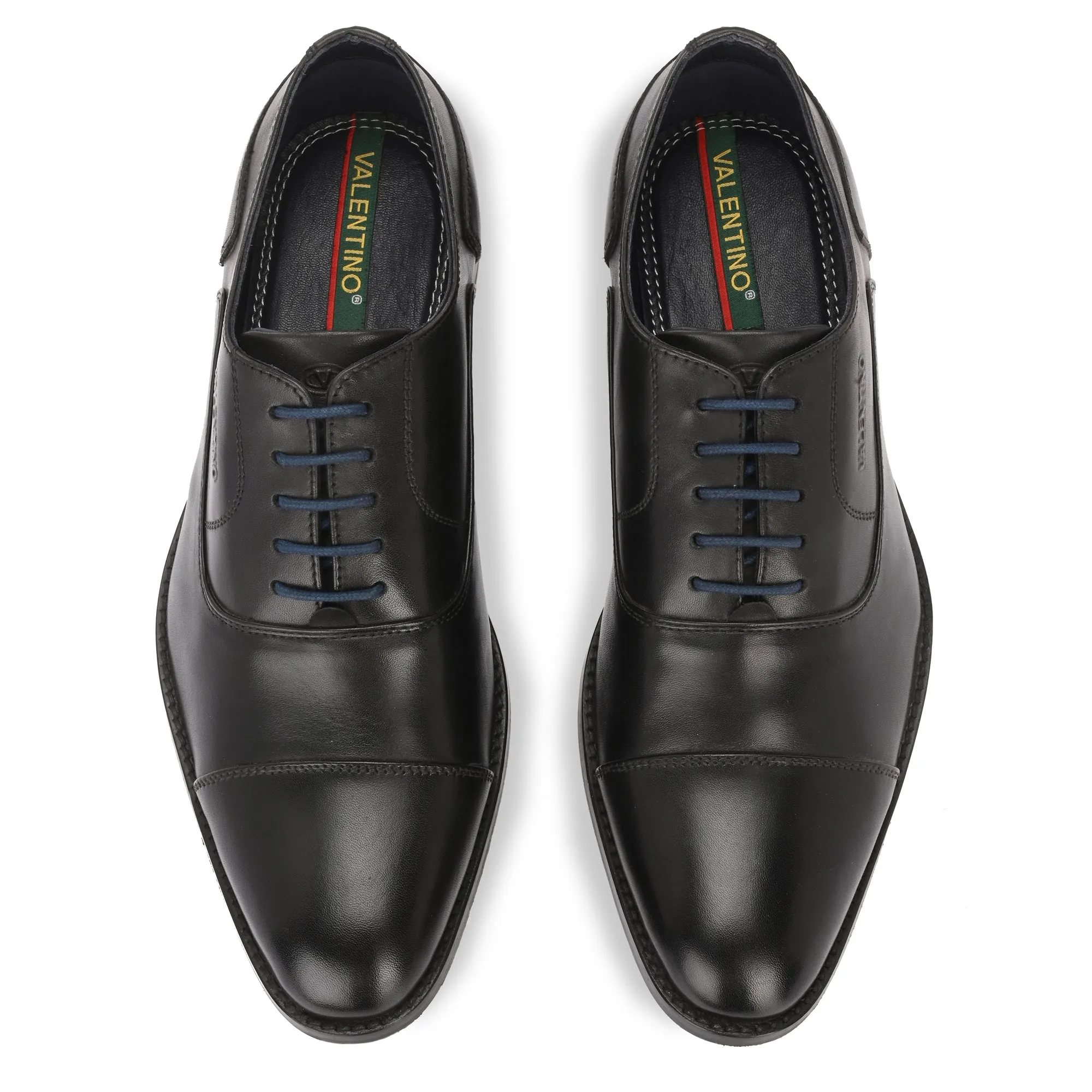 Men Premium Leather Black Lace-Up Formal Derby Shoes (Origo-65)