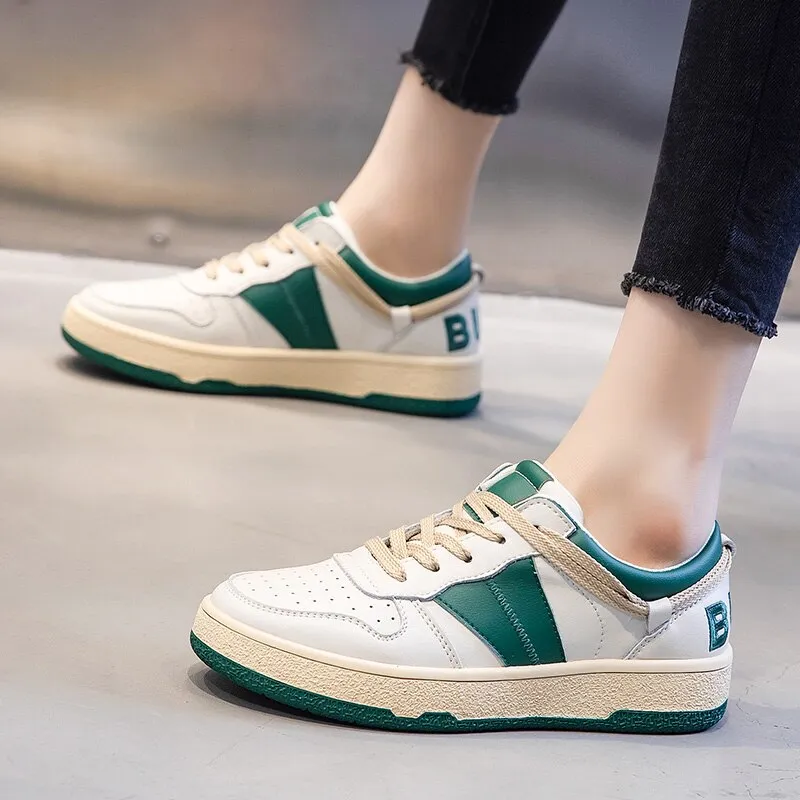 Men Sports Casual Shoes Spring Autumn Genuine Leather Women Men Comfortable Platform Sneakers Fashion Little White Shoes Couples