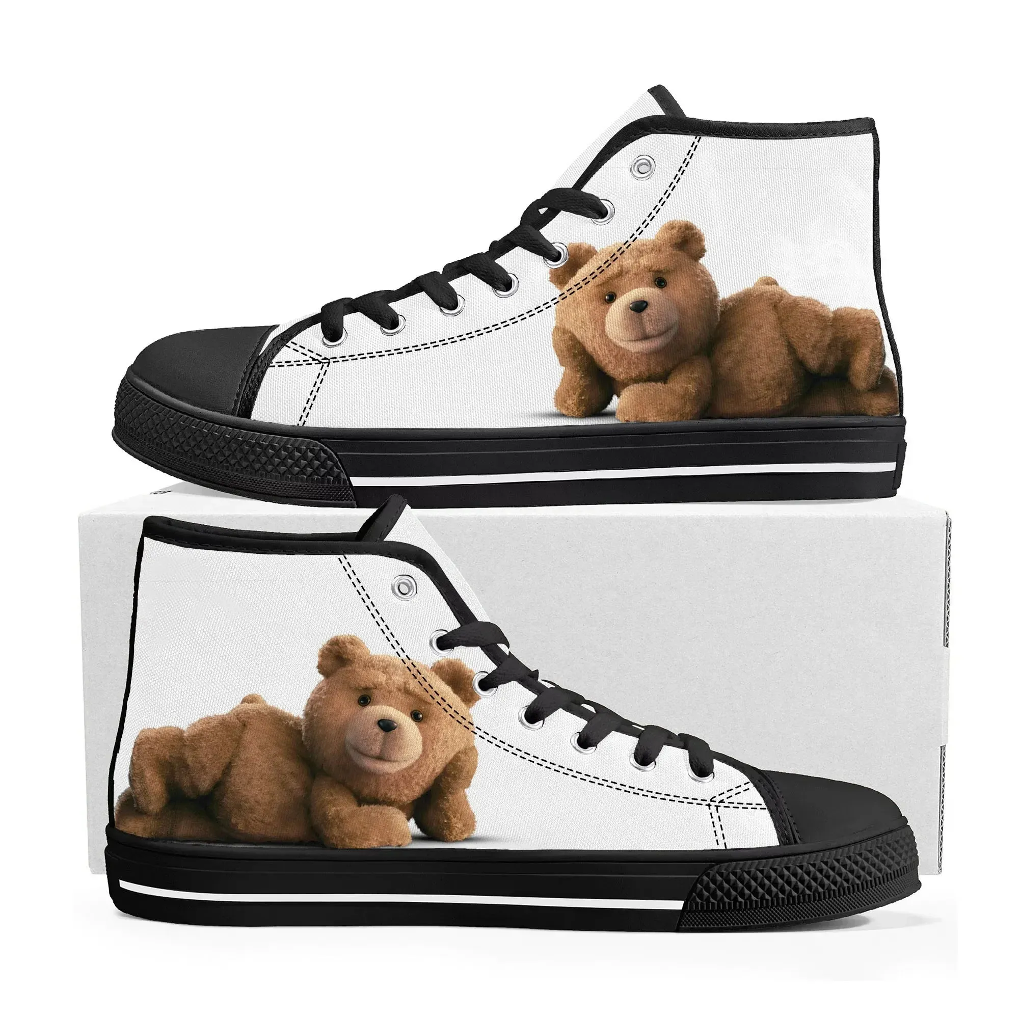 Ted Bear Movie High Top Sneakers – Beer Bath Canvas Shoes for Men, Women, and Teens