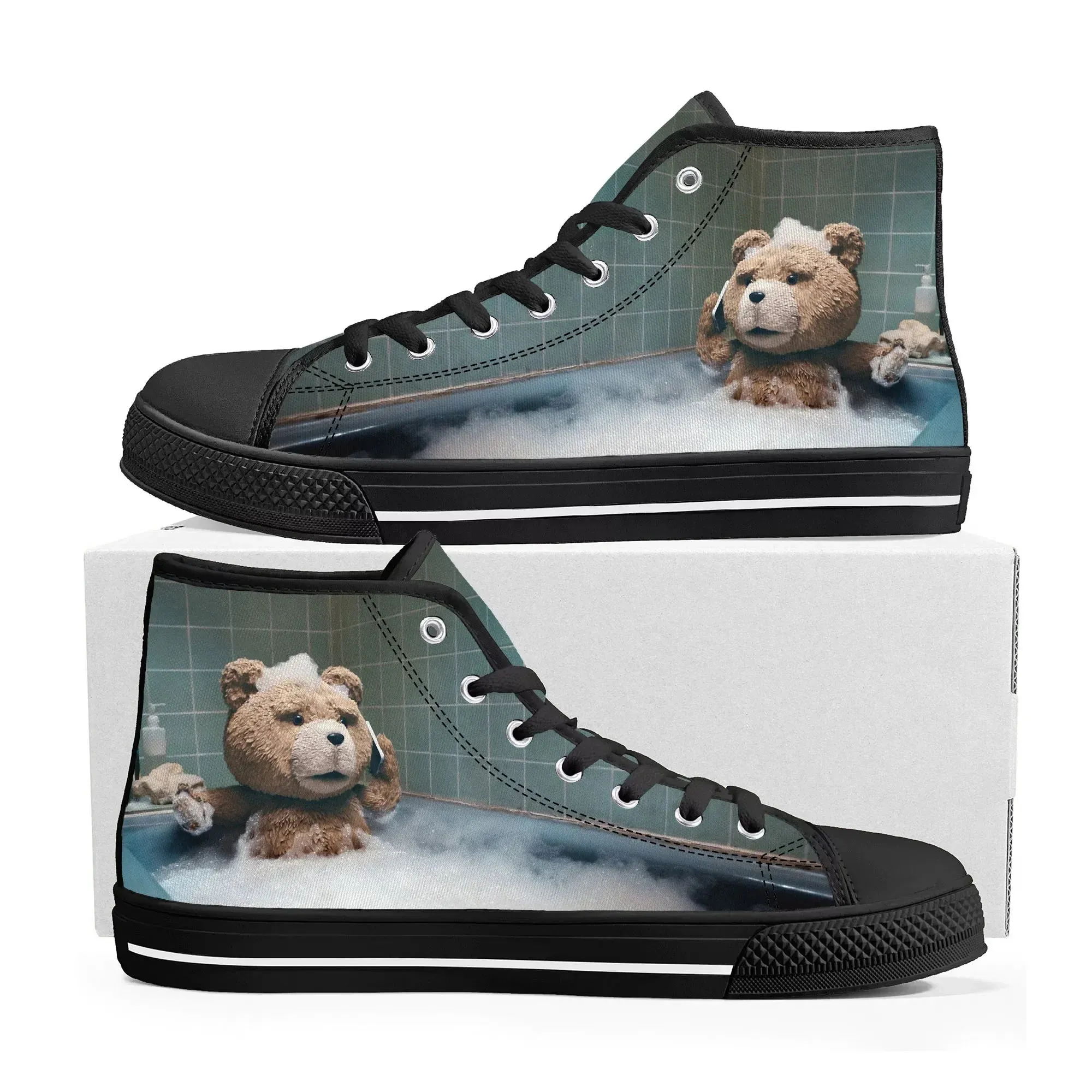 Ted Bear Movie High Top Sneakers – Beer Bath Canvas Shoes for Men, Women, and Teens
