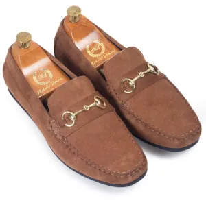Tuscany Buckle Suede Loafers (Brown)