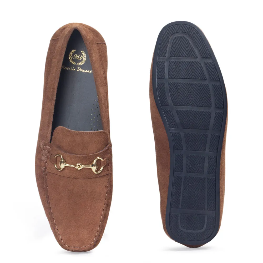 Tuscany Buckle Suede Loafers (Brown)